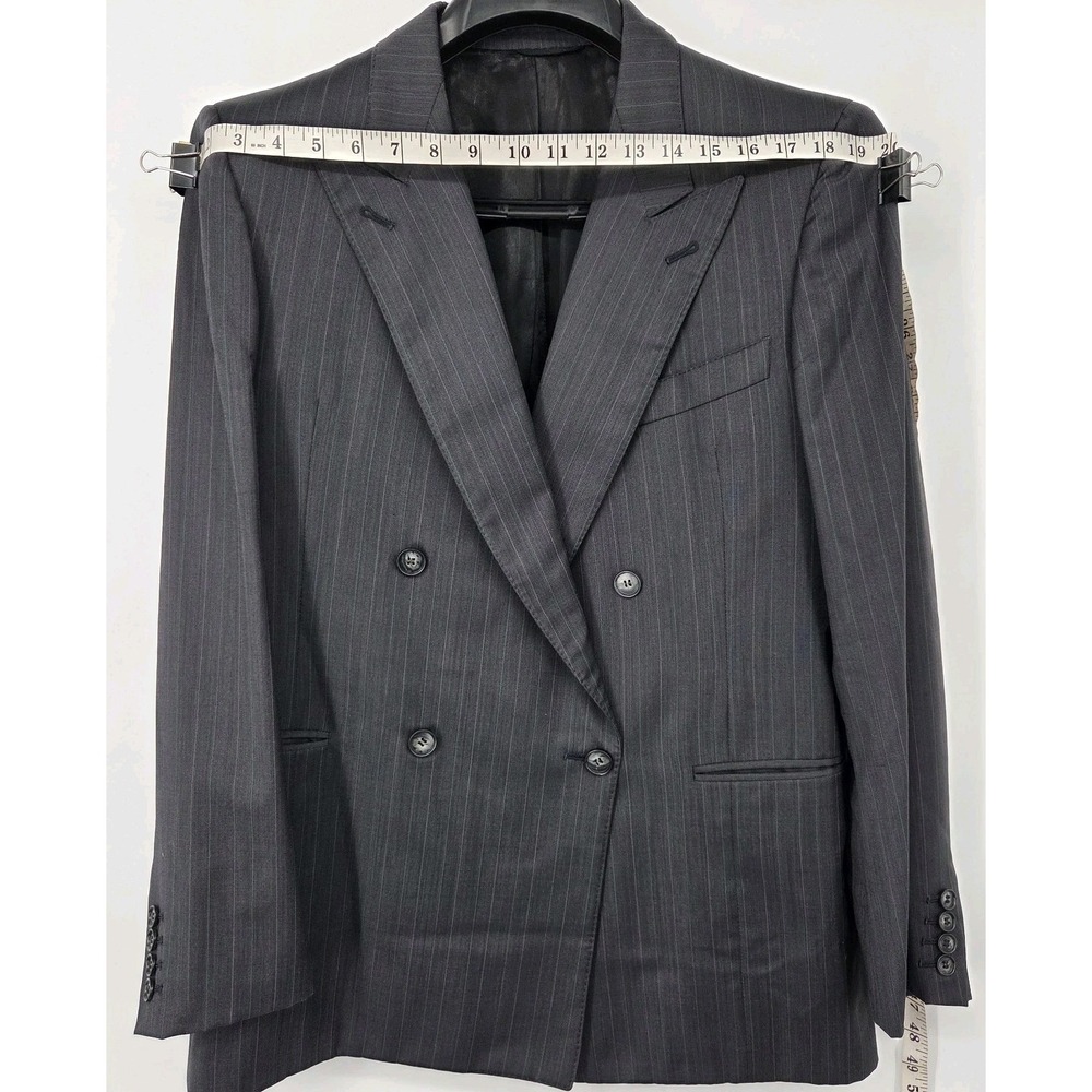 Ermenegildo Zegna Double Breasted Gray Striped Wool Blazer Jacket US 44R Vintage - Picture 6 of 8